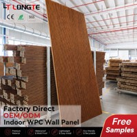 Panneau mural moderne en PVC/WPC imperméable et ignifuge, composite bois-plastique, lambris cannelé pour revêtement intérieur/extérieur d'hôtels et de salles TV