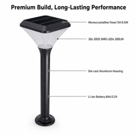 Lumière LED solaire de jardin extérieure moderne, petite, alimentée par batterie, étanche IP65, écologique, pour la décoration de pelouse et de paysage