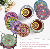OCHOICE Usine Directe Diamant Art Dessous De Verre En Gros Petit quantité minimale de commande En Vrac Peinture Diamant Bois Dessous De Verre pour Souvenir Artisanat Cadeau