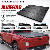 Couverture de benne rigide pliable en aluminium Mitsubishi L200 Club Cab pour pick-up avec benne de 6 pieds, couverture de benne tri-pliante