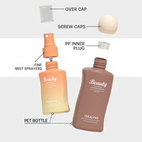 Flacon de lotion en plastique PET 80ml 150ml, bouteille à taille incurvée avec pompe à lotion lisse, estampage à chaud, pour soins de la peau, personnalisable directement de l'usine