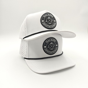 Premiere 5 Panel Solid Waterproof Golf <b>Cap</b> Custom Embroidery Logo Low MOQ OEM Laser Perforated Breathable <b>Quick</b> <b>Dry</b> Sport Supply - Product Image 3