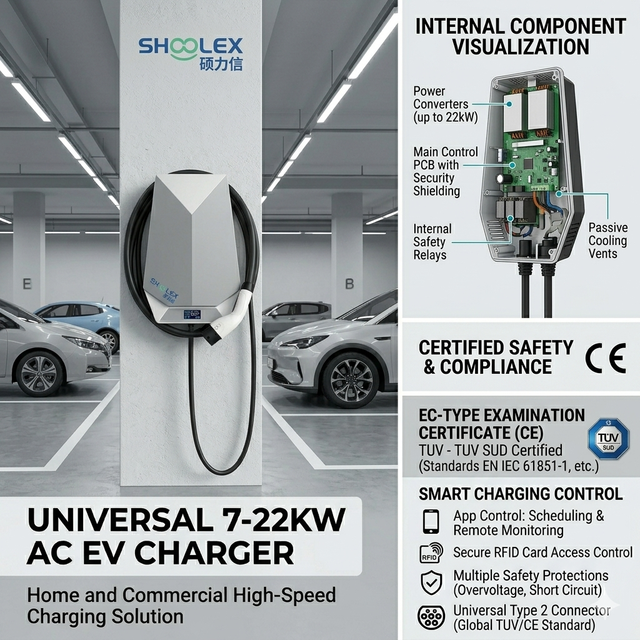 Commercial 3 Phase 22kW Smart AC EV Fast Charging Station Wallbox for Public Parking