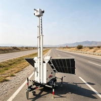 Caméras de sécurité solaires standard AU pour remorques avec mât manuel de 6 mètres et 4 pieds de support pour la surveillance routière