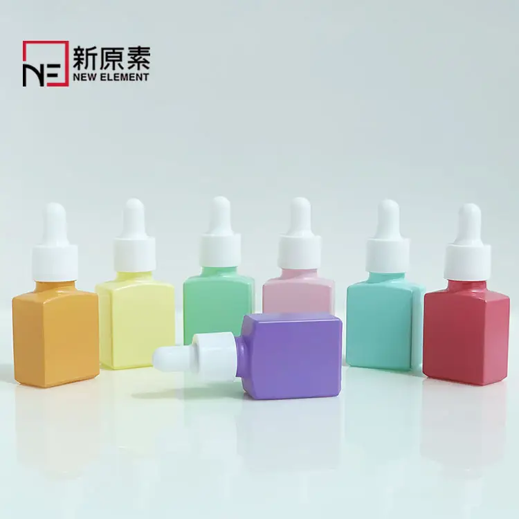 New Element 15ml Pink Green Yellow Red Colored Essential Hair Oil Glass Skincare Dropper Perfume Bottle For Cosmetics Packaging