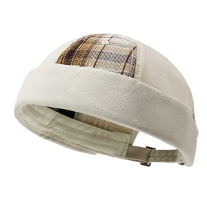 Casquette de baseball en coton à carreaux vieillis, avec logo personnalisé, style vintage, unisexe, ajustable, tendance streetwear, sans visière, type docker - Product Image 5