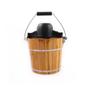 Cubo eléctrico tradicional de madera con mango para la parte superior de la Mesa, suministro de piezas reemplazables para uso doméstico y al aire libre, fabricante de helados