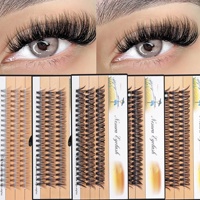 Plateau de cils en grappe faits à la main, 60 faux cils pré-coupés, volume doux, naturel, confortable, réutilisable