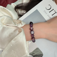 Pulsera de Amatista y Lepidolita en Cubos Naturales - Joyería de Energía Fuego Púrpura Periodo 9, Regalo Noble que Realza la Piel para Ella, FJYA