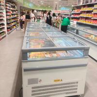 Congélateur coffre à porte vitrée supérieure, température unique (-18~-22°C), refroidissement direct, usage commercial, contrôle numérique, pour viande en supermarché