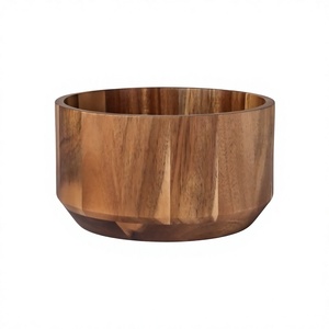 Large Curved Eco-Friendly Polished Food Serving Bowl Vintage Style Noodles Pasta Bowls Reusable Dishwasher Safe Wooden Bowls - Product Image 3