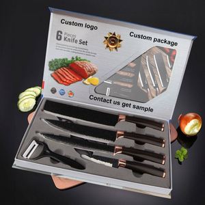 Juego de Cuchillos de Cocina Antiadherentes de Acero Inoxidable Pintado, 6 Piezas, para el Hogar, Restaurante, Venta al Por Mayor - Product Image 1