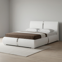 Lit plateforme moderne et simple en cuir Willsoon, taille double, avec cadre en bois massif pour mobilier de maison, fabriqué en Chine par une usine de lits.