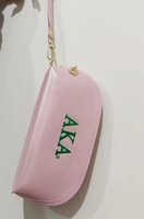 Blue Delta Zeta Phi Beta PU Kulit Dompet Wanita dengan Ritsleting Tas Kosmetik Fashion Tas Lipstik Ponsel