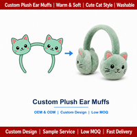 Couvre-oreilles en peluche personnalisés, motif chat de dessin animé, doux, pour l'hiver, conception OEM/ODM sur mesure, cadeaux pour enfants