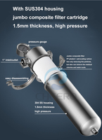 Système de pré-filtration pour toute la maison, filtre à eau de puits, boîtier jumbo en acier inoxydable 304 de 20 pouces, anti-calcaire, carbone