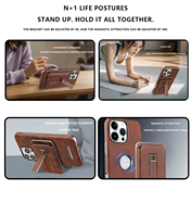 Étui de téléphone magnétique photoélectrique mat avec support pour iPhone 18 17 16 15 Pro Max, accessoires de téléphone avec porte-cartes magnétique
