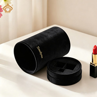 Boîte cadeau en velours, boîte d'emballage cylindrique en velours, logo personnalisé en feuille d'or avec accessoires personnalisés
