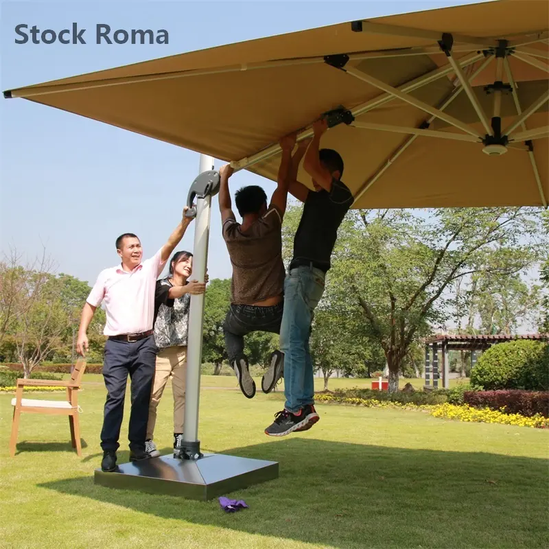 Nieuwe Verwaardigen Outdoor Zon Led Licht Patio Roma Parasol Roman Paraplu Voor Tuin Shading