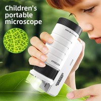 Children's Portable Plastic Microscope No Battery Scientific Experiment Specimen Set Educational Toys Primary School Boys Gift