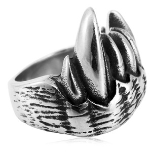 yunnique Men's <b>Titanium</b> Steel Animal Fang <b>Ring</b> Steel Color Punk Style Fashion Jewelry Gift - Product Image 4