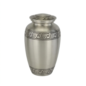 Metal Cremation Urn Handmade <b>Ashes</b> <b>Keepsake</b> Urn Decorative Memorial Urn Silver Grey Tabletop Vase - Indian Home Crafts - Product Image 1