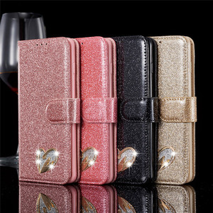 Amour Coeur Diamant Paillettes En Cuir PU Flip Couverture Arrière Portefeuille Téléphone étui pour <span class=keywords><strong>samsung</strong></span> Galaxy S10/S20/S21/S22/Note 8/Note 9/Note 10 - Product Image 1