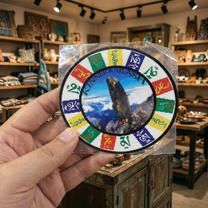Decorative Kinner Kailash Round <b>Fridge</b> Magnet Colorful Buddhist Mantra Design Traditional Himalayan <b>Travel</b> Souvenir Wholesale - Product Image 1