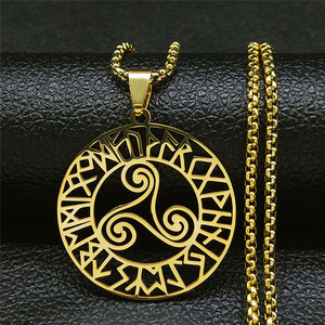 Collar hombres <span class=keywords><strong>Triskele</strong></span> Triple espiral símbolo oculto pagano talismán amuleto Acero inoxidable brujería joyería - Product Image 3