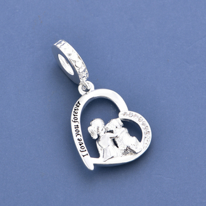 Abalorios de Plata con Diseño de Luna, Estrella, Niña Abrazando a un Perro, '<span class=keywords><strong>Para</strong></span> <span class=keywords><strong>Siempre</strong></span> en <span class=keywords><strong>Mi</strong></span> Corazón', <span class=keywords><strong>para</strong></span> Amantes de Mascotas, Perros y Ángeles, Compatibles con Pulseras Originales de Joyería Berloque - Product Image 6