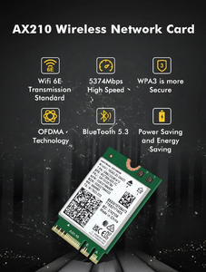 Nouvelle carte sans fil AX210 de vente chaude pour <span class=keywords><strong>Intel</strong></span> <span class=keywords><strong>AX210NGW</strong></span> WIFI6E 3 bandes 5374Mbps M.2 carte Wifi NGFF BT5.3 - Product Image 2