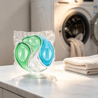 Capsules de lessive écologiques à 4 compartiments, parfum floral, marque privée, jetables, 4-en-1, multicolores, pour les marchés américain et européen