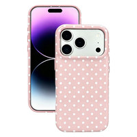 Étui de téléphone en PU brillant à pois blancs style coréen mignon pour iPhone 18/17/16 Series, couleur bonbon, protection intégrale