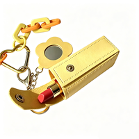 Nouvelle Trousse de Rangement Portable Personnalisée 2026 Tendance, Mignonne et de Haute Qualité, en Cuir PU pour Rouge à Lèvres et Brillant à Lèvres, avec Porte-clés Breloque