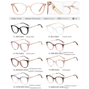 MS 81669 2025 New hotselling ánh sáng màu xanh Chặn kính quang học TR90 + kim loại kính thiết kế thời trang Kính mắt Frames - Product Image 6