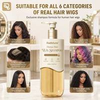 Shampoo sans sulfate 300 ml pour perruques et extensions de cheveux humains, nettoyant au pH équilibré avec huile d'argan pour cheveux secs et abîmés, personnalisé