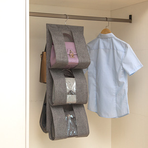 <b>Hanging</b> Closet Organizer 5 Tier Gray Fabric With Clear Window For Bedroom Storage Hook Type Multifunctional Neatening Bag - Product Image 2
