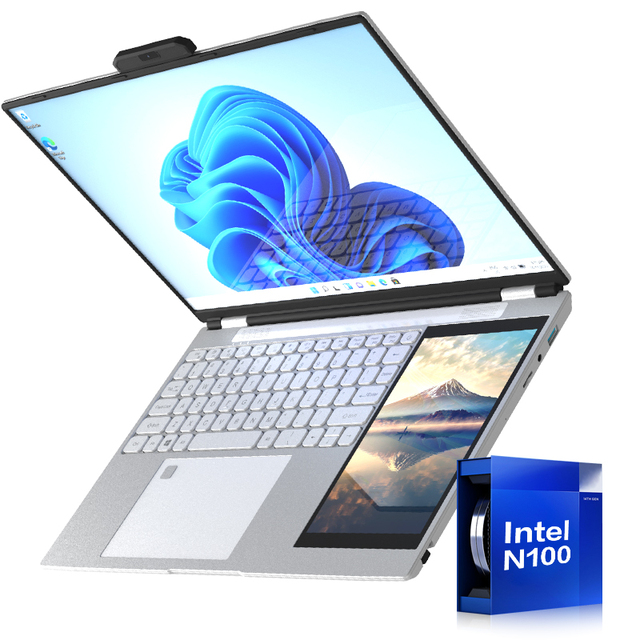 15.6+7 Inch Dual-screen Multi-functional Touch Laptop Computer Intel N95 DDR4 8G 16G 32 RAM with 128G 256G 512G 1TB 2TB SSD