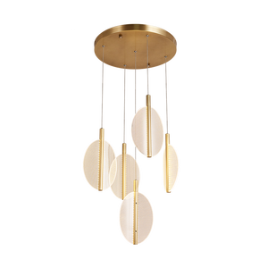Lampe suspendue LED ronde moderne en cuivre, style scandinave, pour salon, chambre à coucher, villa, duplex, lustre décoratif rotatif - Product Image 1