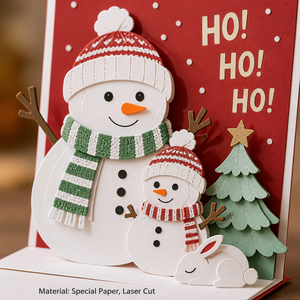 Carte de Noël 3D Pop-up au design original ZS-PC0306 – Ensemble Tente de Marché de Noël, Pingouin, Père Noël découpé au laser - Product Image 4