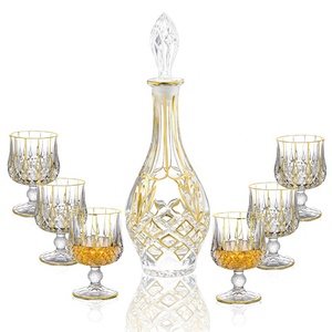 N7 Set de carafe à whisky en verre cristal de luxe Peinture dorée Motif <span class=keywords><strong>moulin</strong></span> à <span class=keywords><strong>vent</strong></span> Carafe à <span class=keywords><strong>vin</strong></span> rouge Set de gobelets - Product Image 4