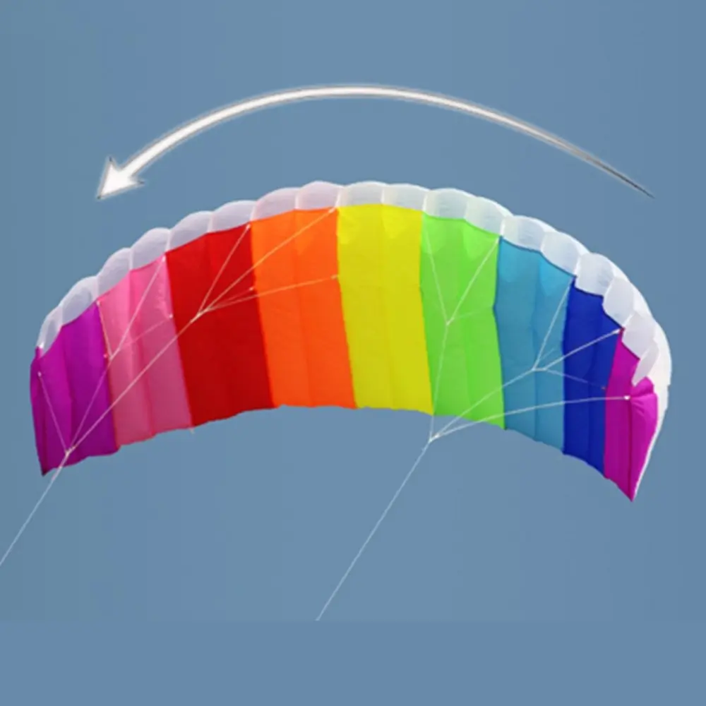 Rainbow Dual Line Stunt Flying Kite Games Kid Outdoor Education Toy Surfing 