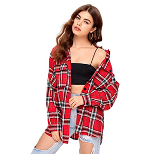 Deniswer Spring 2020 Casual Woven <strong>Flannel</strong> Cotton Plaid <strong>Shirt</strong> for <strong>Women</strong> - Product Image 3