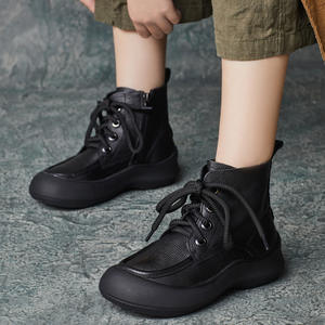 Botines de Piel Auténtica con Cordones para Mujer, Botas Chelsea de Invierno, Zapatos de Plataforma Cómodos - Product Image 3