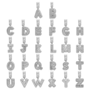 Collana con lettera iniziale personalizzata ciondolo HipHop Iced Out CZ Diamond Baguette Letter collana con gioielli con nome <span class=keywords><strong>per</strong></span> ragazze - Product Image 6