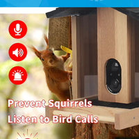 Mangeoire à oiseaux intelligente en bois massif avec caméra, mangeoire automatique pour nourriture