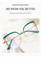 Monture de lunettes œil-de-chat tendance pour femme, design color block, en TR90 léger, modèle 96021-3