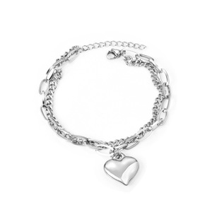 Heart Fashion Minimalist <b>Bracelet</b> Stainless Steel 18k <b>Metal</b> Unisex Gift Jewelry - Product Image 5