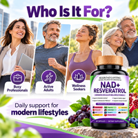 Capsules de NAD+ et Resvératrol en gros, OEM ODM, faible MOQ, favorisent le métabolisme énergétique et lutter contre le vieillissement, 60 unités