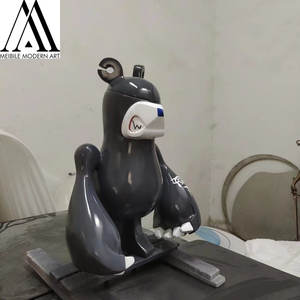 Cyberpunk Art Toy รูปปั้นหมีขาเรซินอุปกรณ์แสดงภาพศิลปะป๊อปสุดเท่ห์กราฟฟิตีประติมากรรมลายหมี - Product Image 2